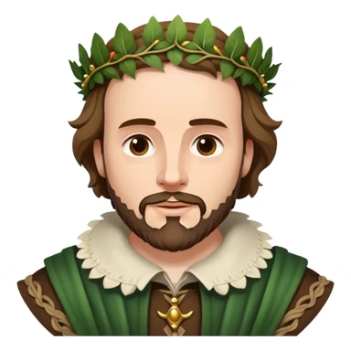 Shakespeare wearing a laurel wreath crown as the Bard sticker
