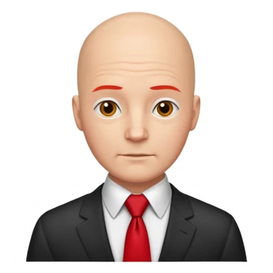 bald with red necktie sticker