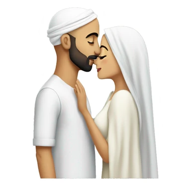 Bald man Arab kissing Arab long hair woman  sticker