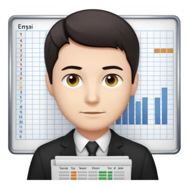 male dark short hair auditor with spreadsheet emoji sticker