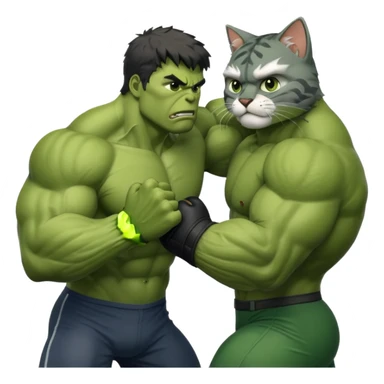 Hulk punching a cat sticker