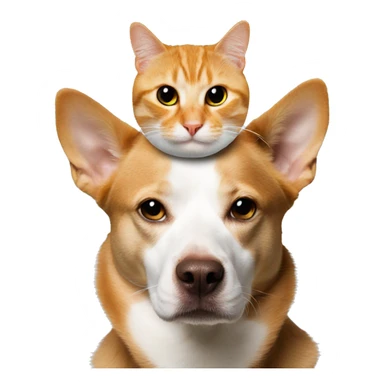 cat on dogs head  sticker