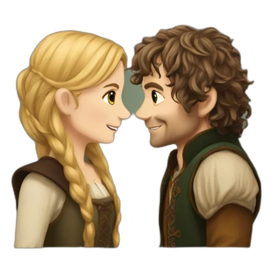 hobbit couple love detailed dramatic sticker
