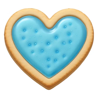 Realistic shortbread cookie in the shape of a heart with light blue jelly middle filling and sprinkled powder sugar on top. sticker
