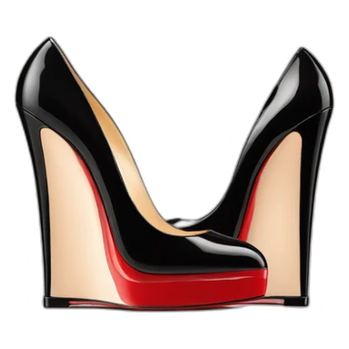 One WEDGE heel LOUBOUTIN black PATENT sticker