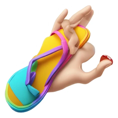 A hand throwing a flip flop sticker