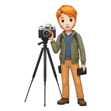 orange hair full body man with camera standing sticker