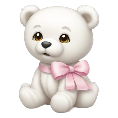 White teddy bear with light pink bow sticker