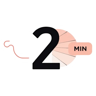 The number 2 with "min" indicator, like on a digital timer display sticker