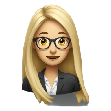 Long blonde hair girl marketing mentor wearing glasses and laptop sticker