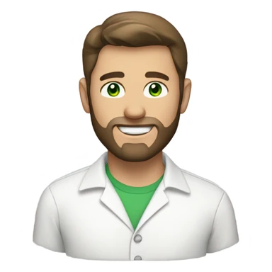 handsome optimist oval head brunette man and beard green eyes wearing white button down shirt  sticker