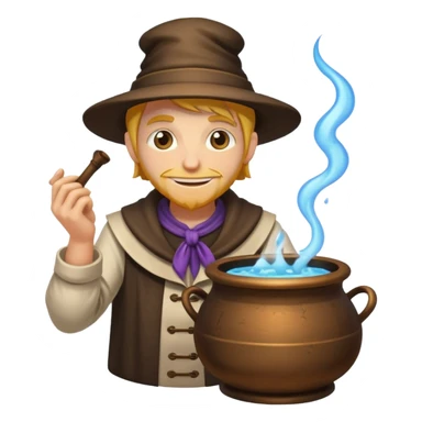 alchemist leaning on cauldron smug smile sticker