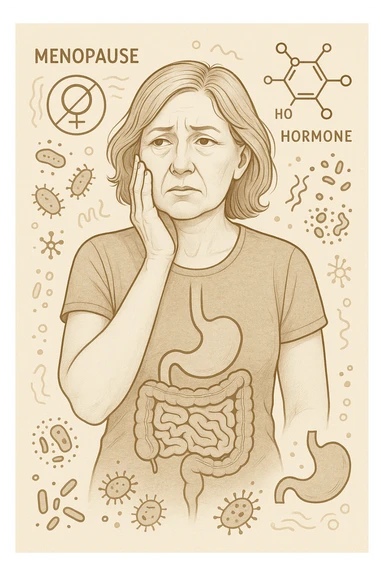 donna in menopausa con la disbiosi intestinale sticker