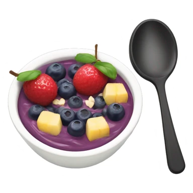 Creamy açaí bowl with fruits and spoon sticker