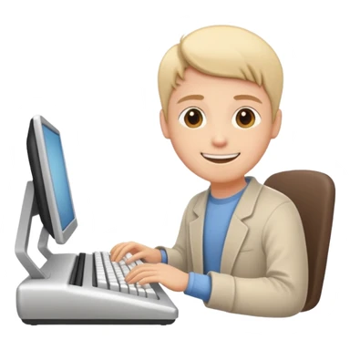 happy face typing at a keyboard, calm and zen-like sticker