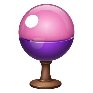 A half pink half purple ball with a wooden stem followed by a glass stem on top sticker