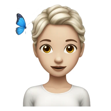 Girl white skin with blue butterflies sticker