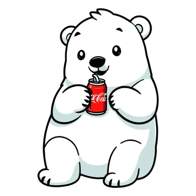 polar bear in a Hawaiian shirt drinking Coca Cola sticker