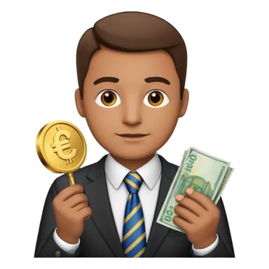 AN UNCLE with a tie in business clothes and with euro money
 sticker