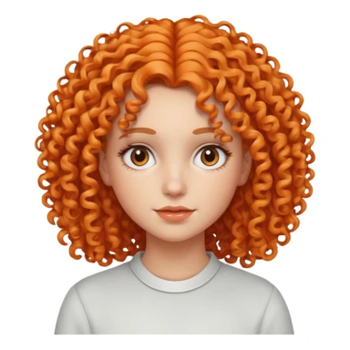 ahora hazme una mujer blanca joven con el pelo rizado y con color naranja claro  sticker