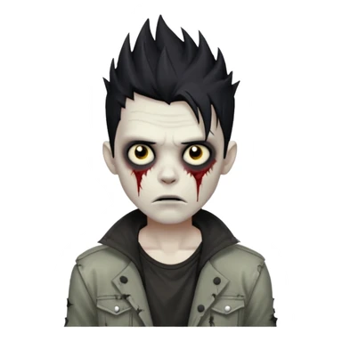 zombie boy with spikey hair black color and make him handsome zombie sticker
