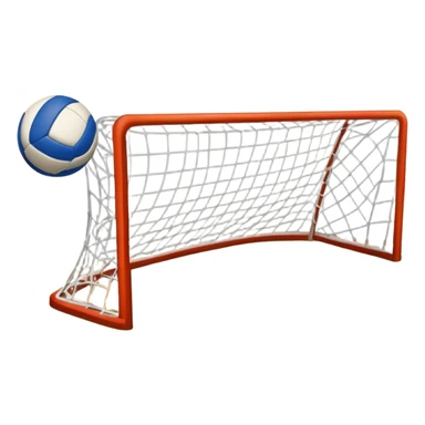A handball thrown towards the goal by close-up hand, with the goalposts and court lines in the background. The scene captures the power and precision of the throw, with the net of the goal in focus, emphasizing the dynamic action of the sport. sticker