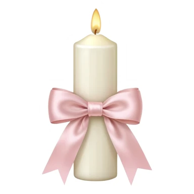 make a white candle with a light pink ribbon bow sticker