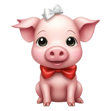 cute baby pig with a christmas bow sticker