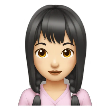 Asian girl have hair bangs with a mouse sticker
