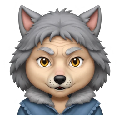The big bad wolf is wearing Grandma's clothes, yet its face still looks like a wolf's. sticker