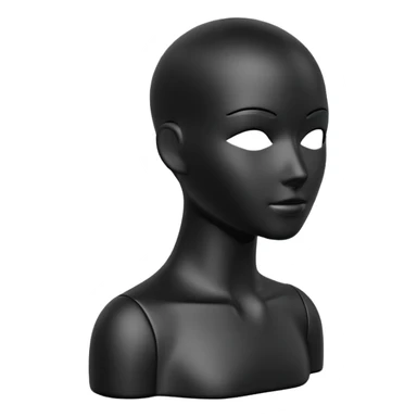 Minimalistic flat vector icon, iOS style, thin black contour on white background. Matte black mannequin in front of in 3D monochrome style. sticker