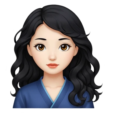 Beautiful girl,Black hair,wavy hair，long hair,Black eyes,Chinese sticker