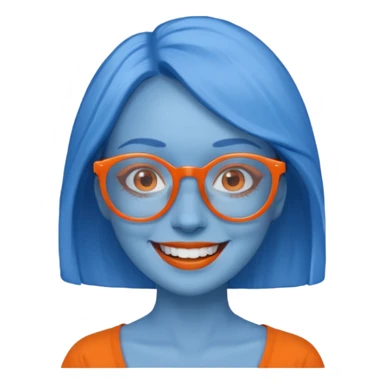 blue skinned orange glassed woman sticker