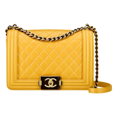 chanel le boy butter yellow bag with gold hardware sticker