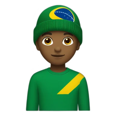 Black boy using lacoste beanie with brazil flag sticker