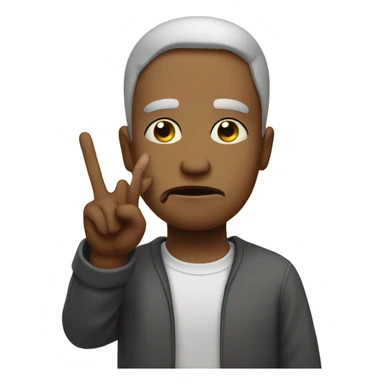 Pouting sad face with fingers in a peace sign sticker