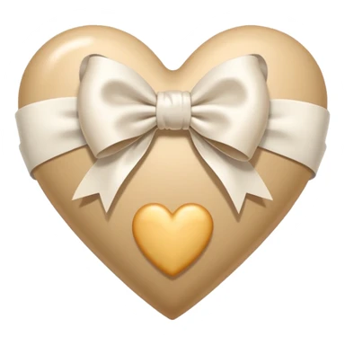 beige heart with white bow sticker