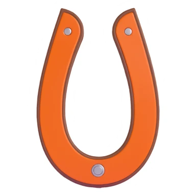 horseshoe, 3D, brown camel leather, orange enamel inlay, premium, no text sticker