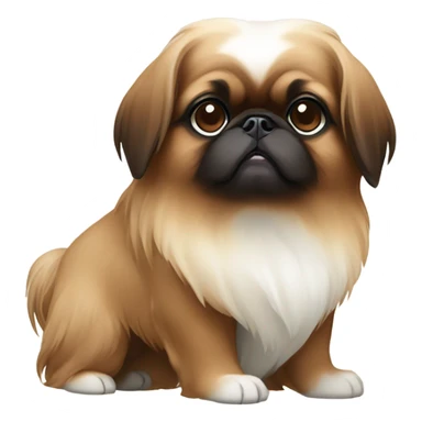 a brown and white pekingese  sticker
