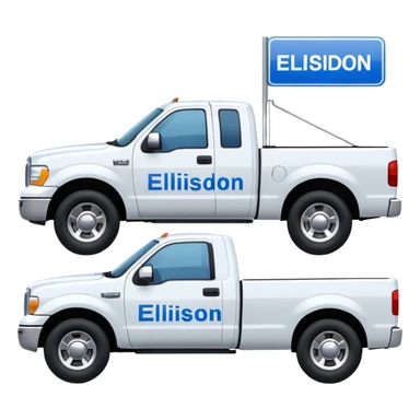 SINGLE WHITE PICKUP TRUCK SIDE VIEW "EllisDon" WRITTEN ON SIDE OF TRUCK BLUE LETTERS sticker