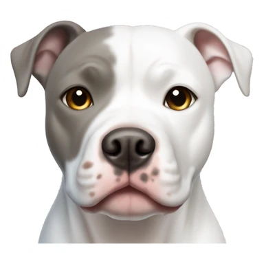 White pitbull with grey spot over right eye one blue and one brown eye sticker