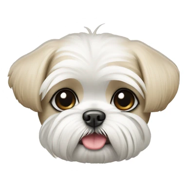 white and beige shih tzu maltese puppy with upright pointy ears sticker