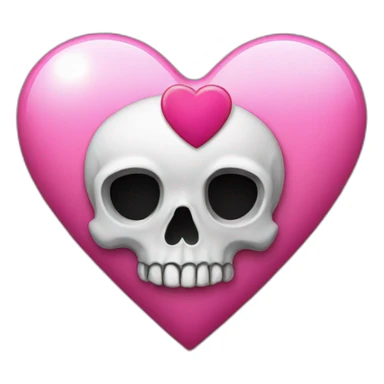 pink heart with skull on top sticker