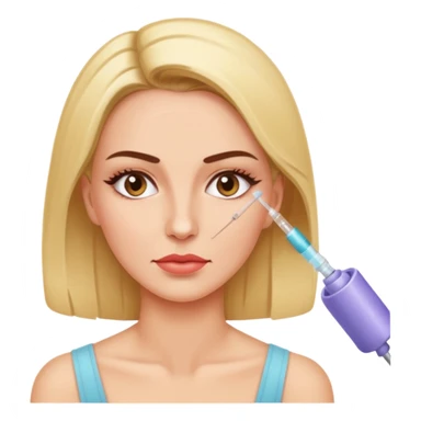 Woman taking a botox injection in the face sticker