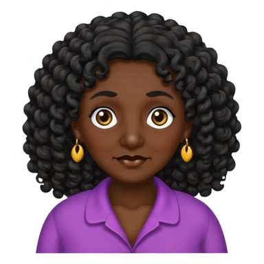 Dark skin grandma with 30 inch black long curly hair and black eye colors  sticker