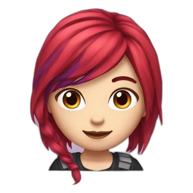 gamer girl with long red and purple hair cute sticker