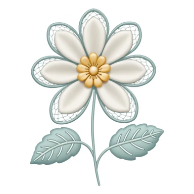 needle and thread forming a lace flower sticker