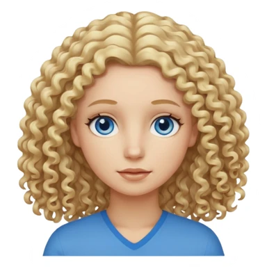 Curly blond blue eyes. Long hair cool beige blond. Longer hair sticker