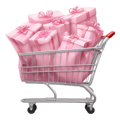 shopping cart full of light pink gift bags sticker