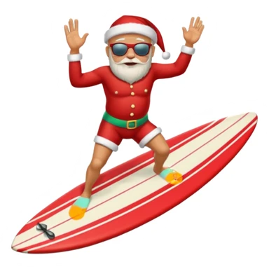 santa on a surfboard sticker